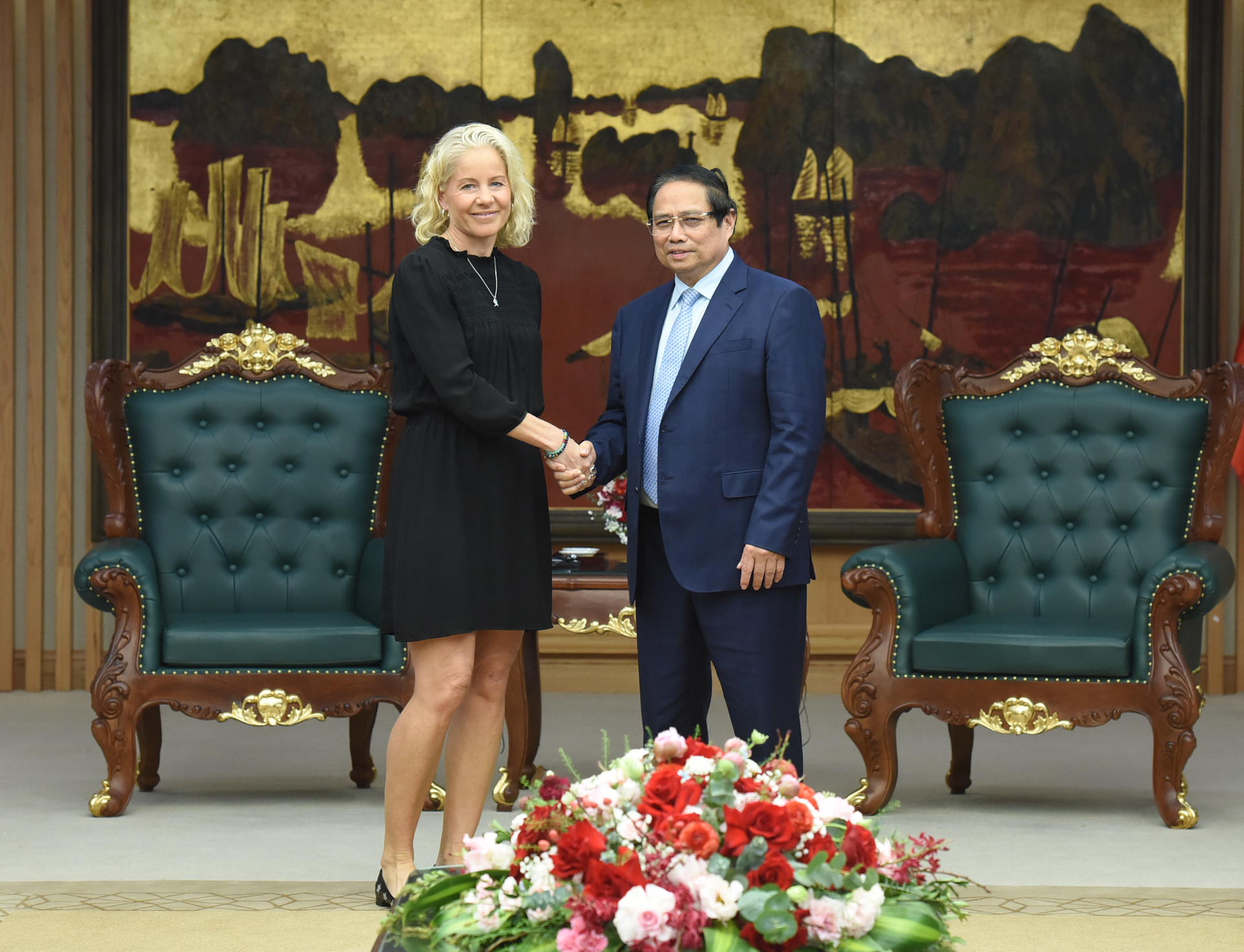 Thủ tướng Phạm Minh Chính đón bà Susanna Campbell, Chủ tịch Tập đoàn Syre (Thụy Điển).