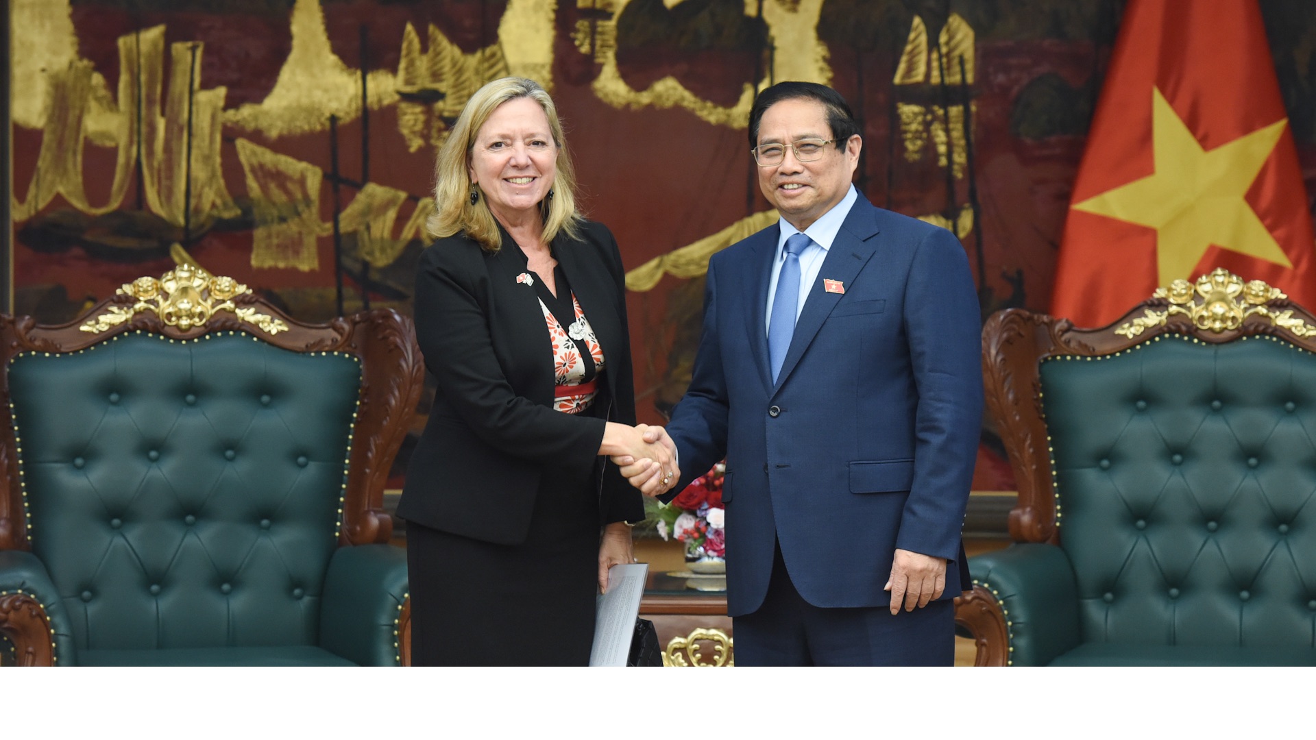 Thủ tướng Phạm Minh Chính tiếp bà Mariam J. Sherman, Giám đốc Quốc gia của Văn phòng WB khu vực Việt Nam, Lào, Campuchia.