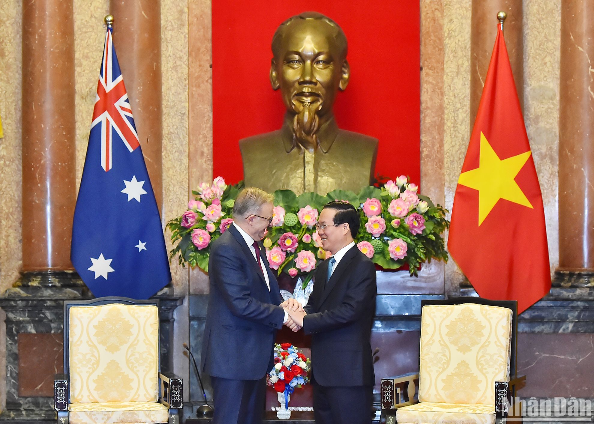 Chủ tịch nước Võ Văn Thưởng và Thủ tướng Australia Anthony Albanese tại buổi tiếp.