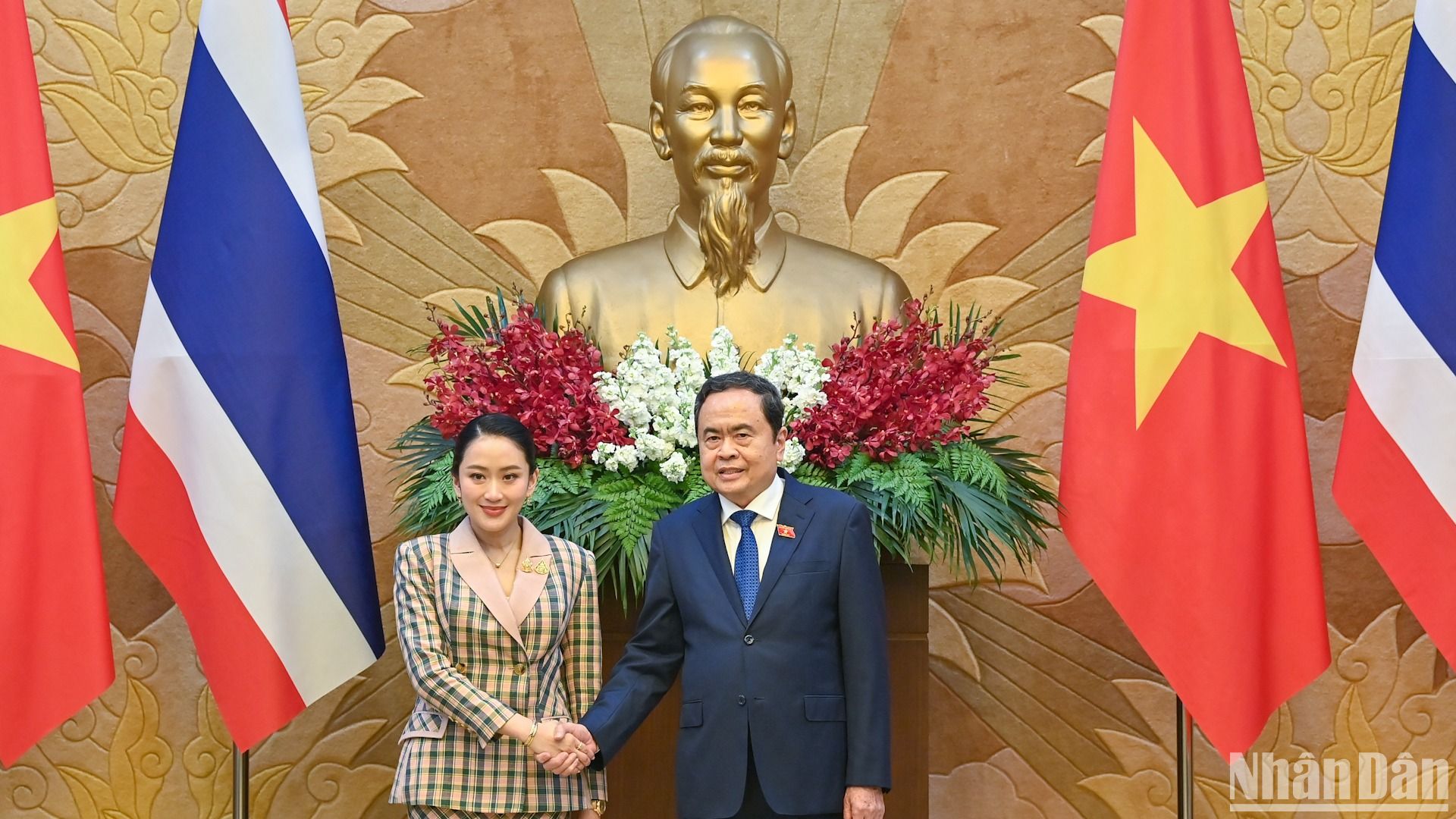 Chủ tịch Quốc hội Trần Thanh Mẫn và Thủ tướng Thái Lan Paetongtarn Shinawatra tại hội kiến. (Ảnh: DUY LINH)