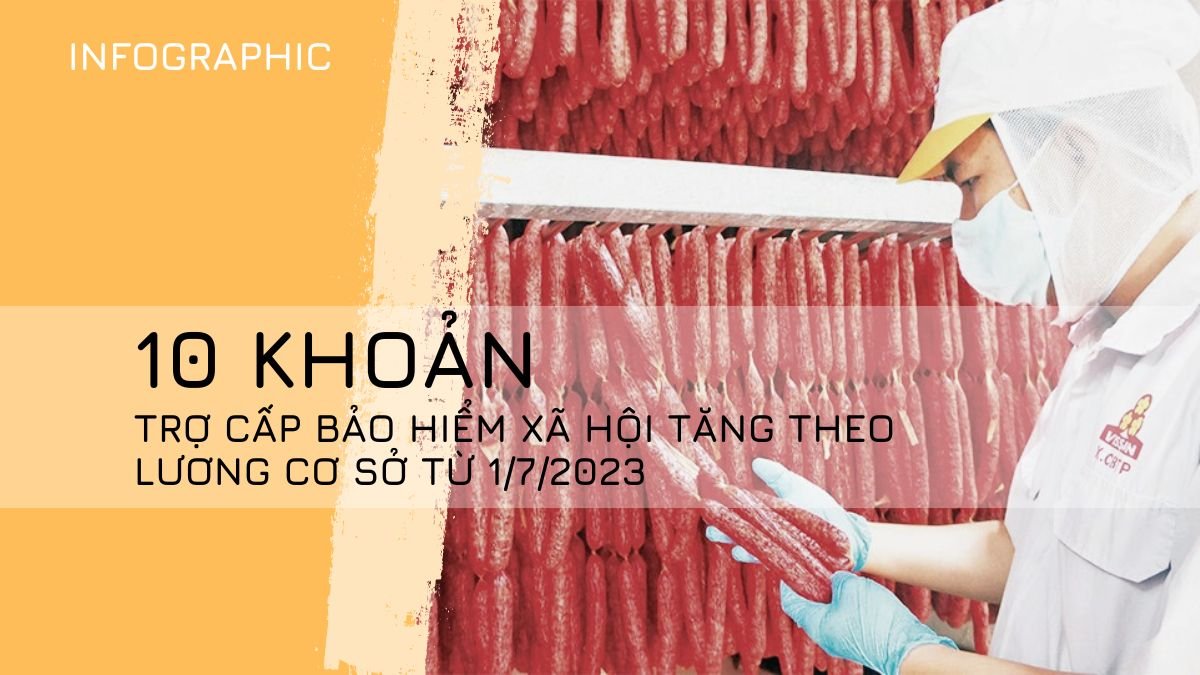 [Infographic] 10 khoản trợ cấp bảo hiểm xã hội tăng theo lương cơ sở từ 1/7/2023