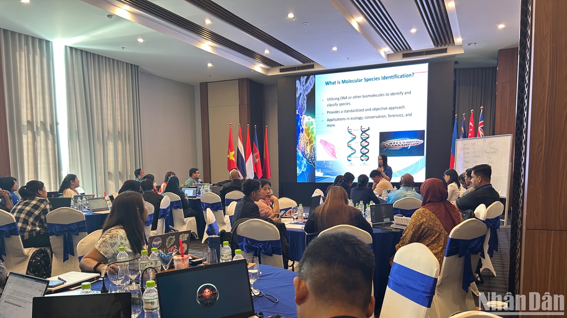 Quang cảnh một buổi trao đổi trong khuôn khổ Chương trình Chống khai thác thủy sản IUU và thúc đẩy nghề cá bền vững ở Đông Nam Á. (Ảnh: HẢI YẾN)