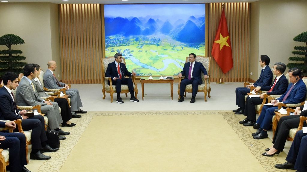 [Ảnh] Thủ tướng Phạm Minh Chính tiếp Bộ trưởng Ngoại giao Các Tiểu vương quốc Arab thống nhất 