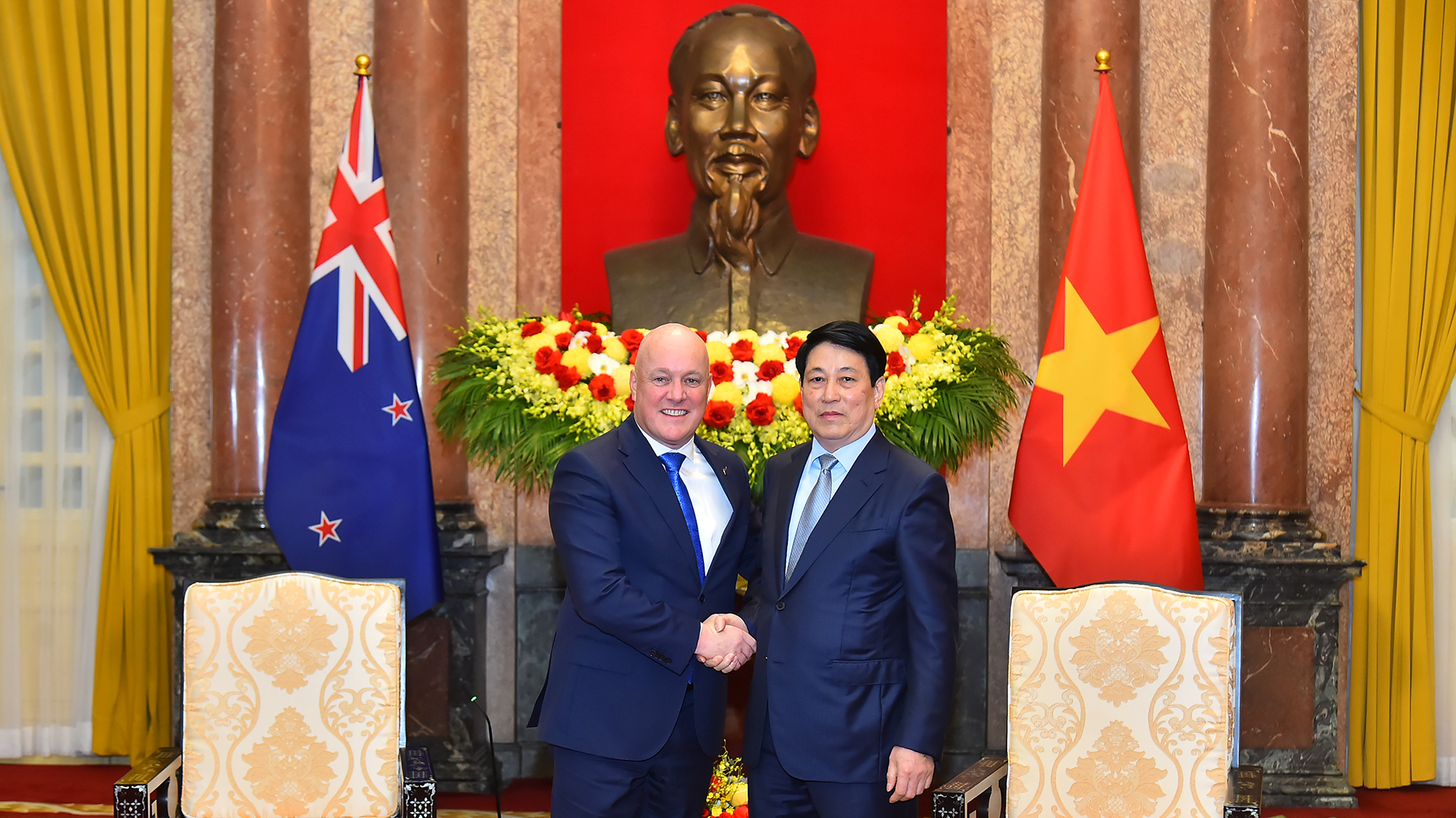 Chủ tịch nước Lương Cường và Thủ tướng New Zealand Christopher Luxon.