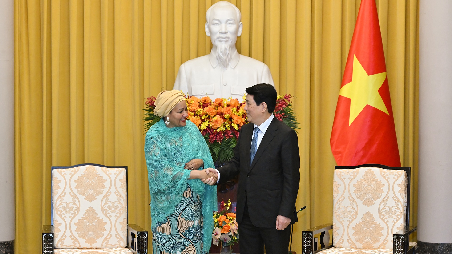 Chủ tịch nước Lương Cường và Phó Tổng thư ký Liên hợp quốc Amina J.Mohammed.