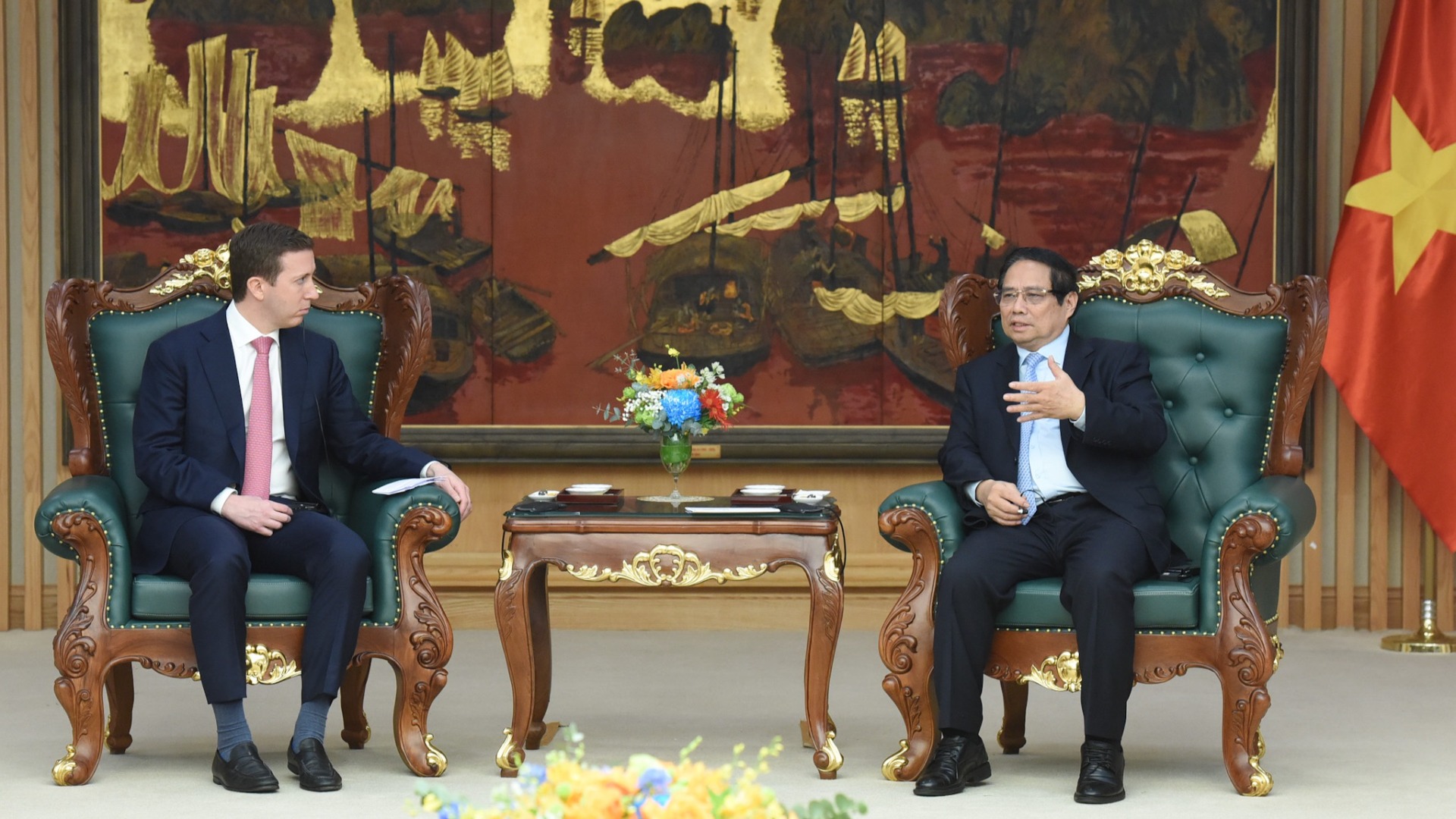 Thủ tướng Phạm Minh Chính tiếp ông Jefferey Perlman, Tổng Giám đốc Tập đoàn Warburg Pincus của Hoa Kỳ.