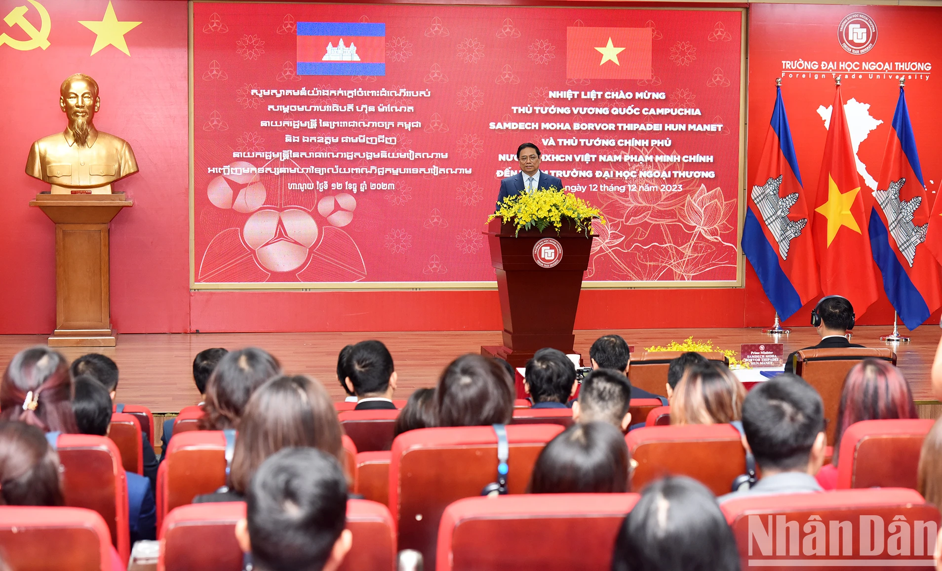 [Ảnh] Hai Thủ tướng Việt Nam, Campuchia giao lưu với sinh viên, thế hệ trẻ hai nước ảnh 6
