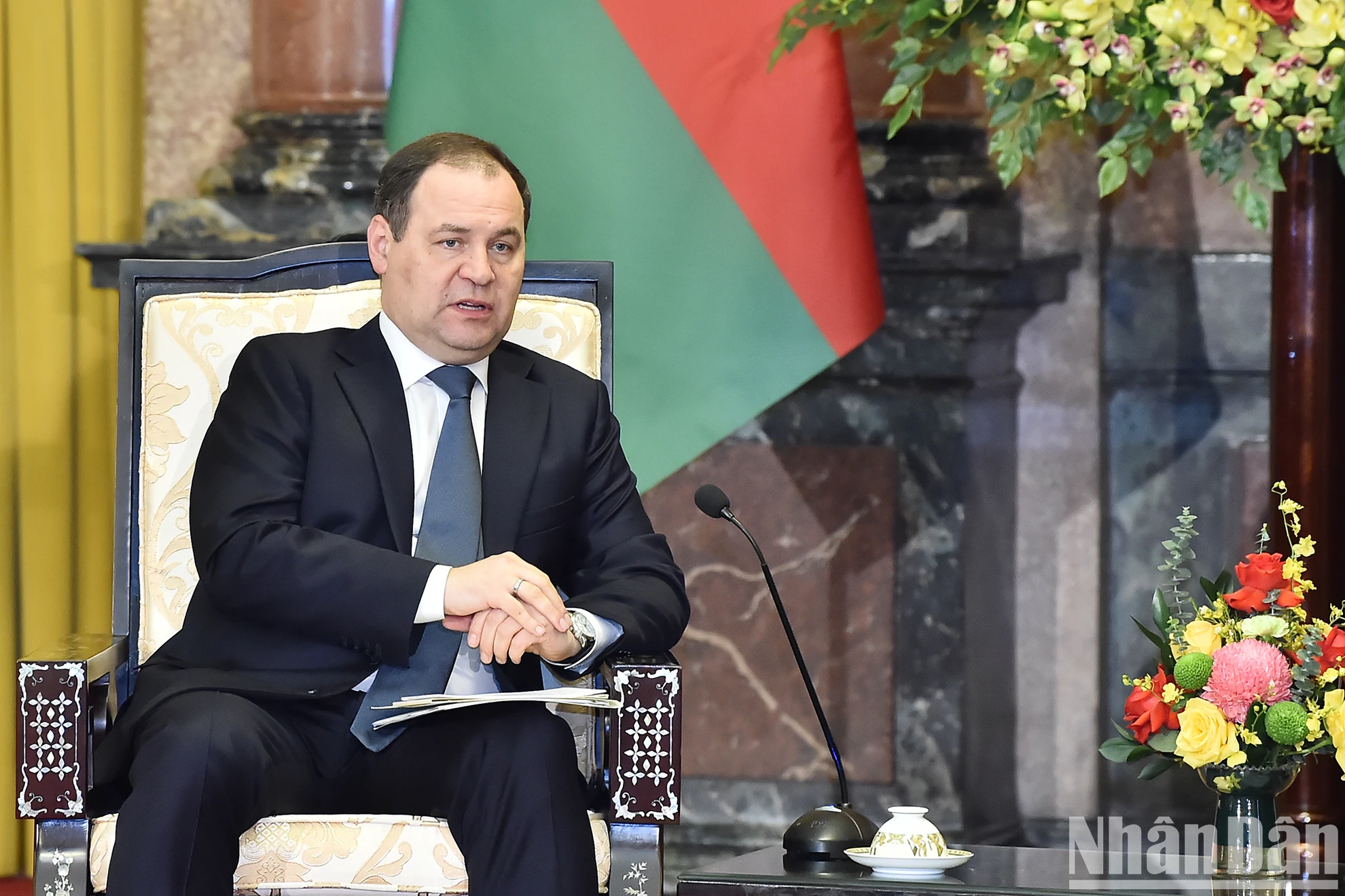 [Ảnh] Chủ tịch nước Võ Văn Thưởng tiếp Thủ tướng Cộng hòa Belarus Roman Golovchenko ảnh 4