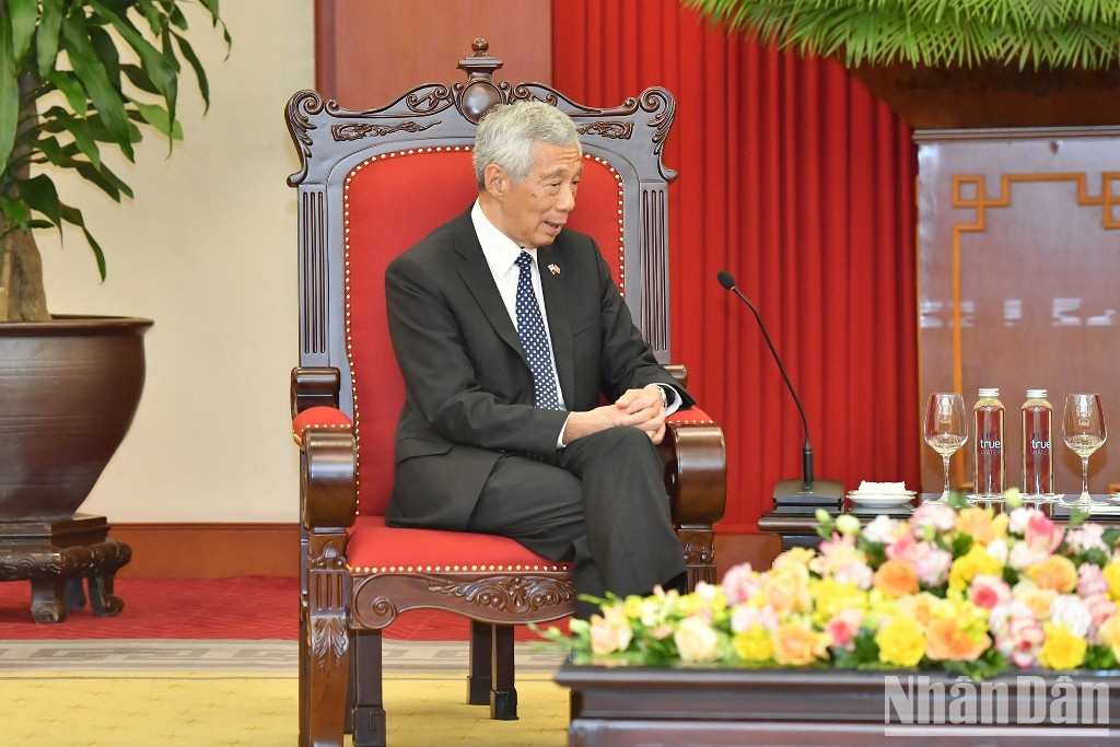 [Ảnh] Tổng Bí thư Nguyễn Phú Trọng tiếp Thủ tướng Cộng hòa Singapore Lý Hiển Long ảnh 6