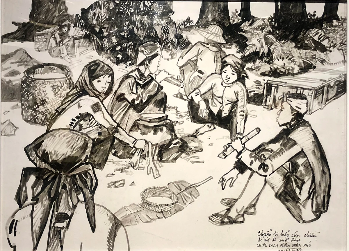 Nhật ký chiến trường Điện Biên Phủ trong tranh của cố họa sĩ Lê Huy Toàn ảnh 1