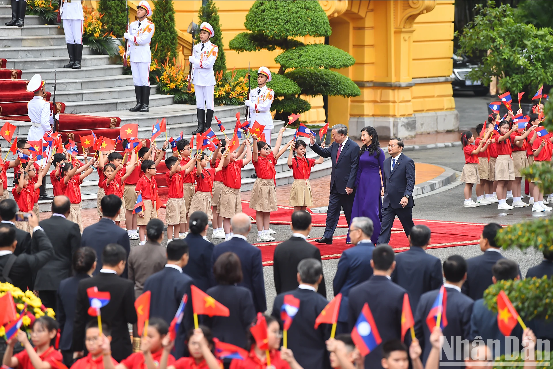 [Ảnh] Tổng Bí thư, Chủ tịch nước Tô Lâm chủ trì lễ đón Tổng Bí thư, Chủ tịch nước Lào Thongloun Sisoulith ảnh 5