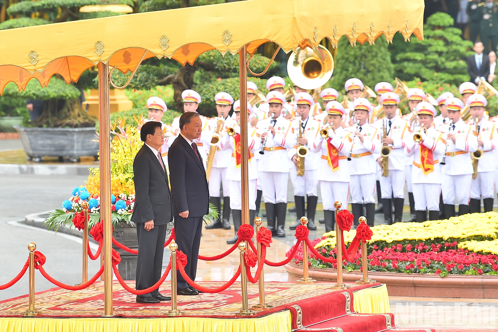 [Ảnh] Tổng Bí thư, Chủ tịch nước Tô Lâm chủ trì lễ đón Tổng Bí thư, Chủ tịch nước Lào Thongloun Sisoulith ảnh 7