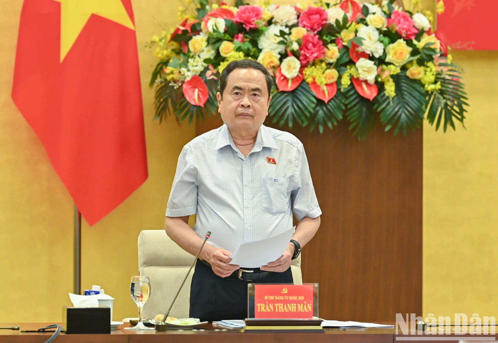 [Ảnh] Chủ tịch Quốc hội Trần Thanh Mẫn chủ trì phiên họp Tiểu ban Văn kiện Đại hội đại biểu Đảng bộ Quốc hội lần thứ nhất ảnh 3