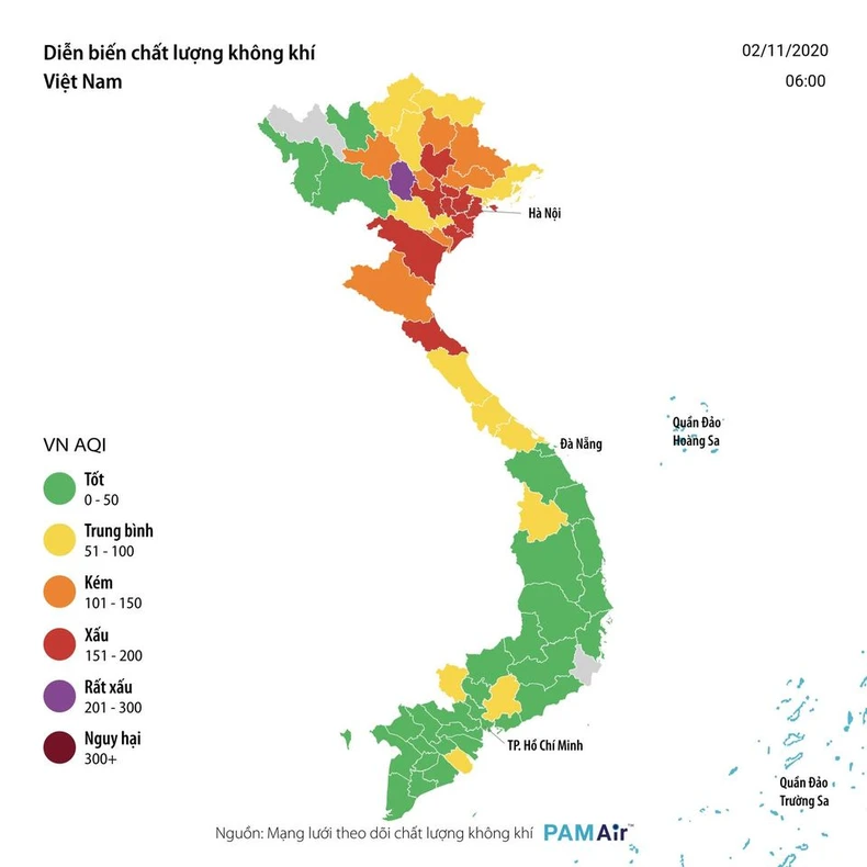 Không khí Hà Nội ở mức kém và xấu, có nơi ở mức nguy hiểm -0