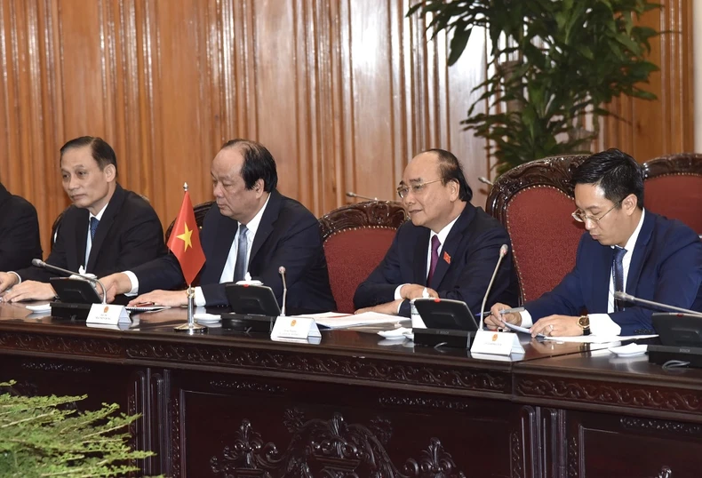 Thủ tướng Nguyễn Xuân Phúc tiếp Chủ tịch Quốc hội Hàn Quốc Pắc Biêng Sấc -0