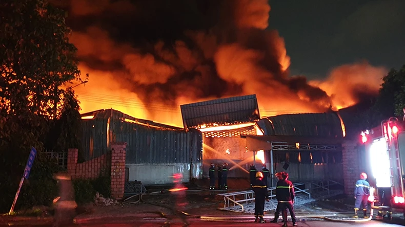 Cháy lớn tại tổng kho trong khu công nghiệp ở Bình Dương -0