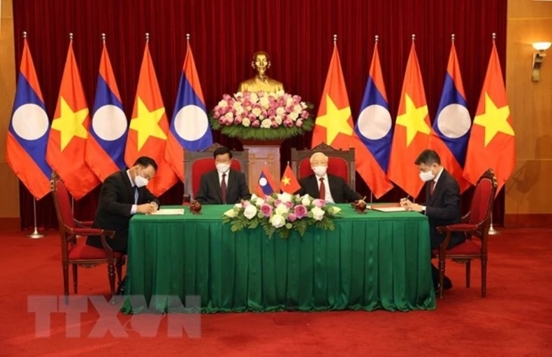 Tổng Bí thư Nguyễn Phú Trọng và Tổng Bí thư, Chủ tịch nước Lào chứng kiến Lễ ký kết văn kiện hợp tác giữa Việt Nam-Lào -0