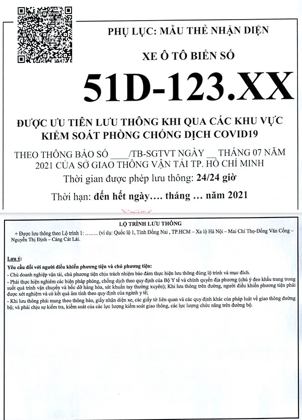 Hướng dẫn tạo luồng xanh cho phương tiện ưu tiên qua lại Thành phố Hồ Chí Minh khi giãn cách -0