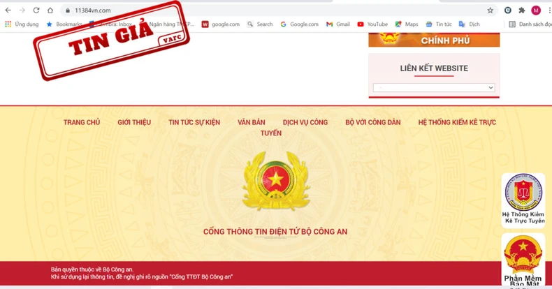 Website giả mạo Cổng thông tin điện tử Bộ công an -0