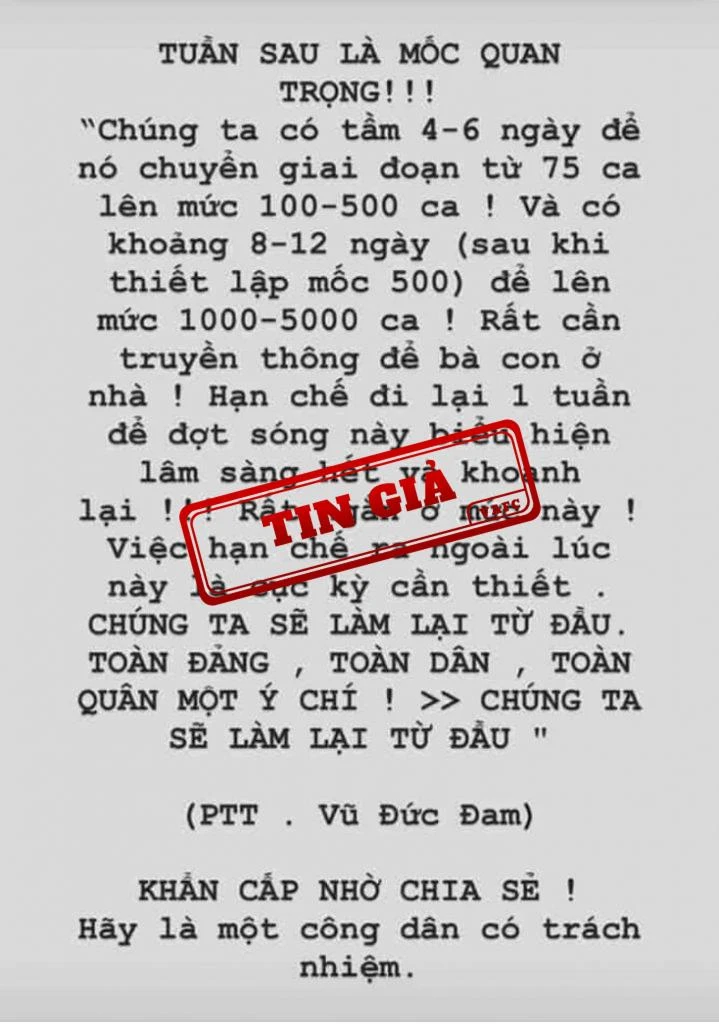 Giả mạo phát ngôn chỉ đạo chống dịch của Phó thủ tướng Vũ Đức Đam -0