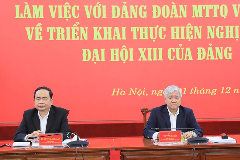 Đoàn kiểm tra của Bộ Chính trị làm việc với Đảng đoàn Mặt trận Tổ quốc Việt Nam -0