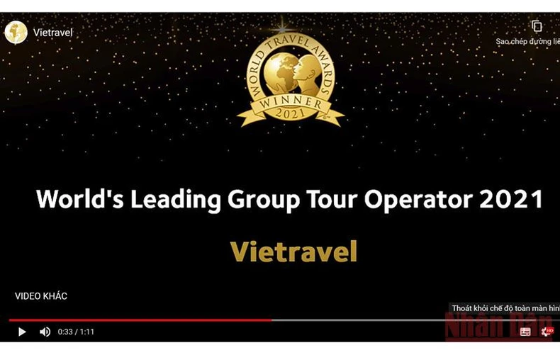 Du lịch Việt Nam tiếp tục ghi dấu tại Giải thưởng Du lịch Thế giới -0