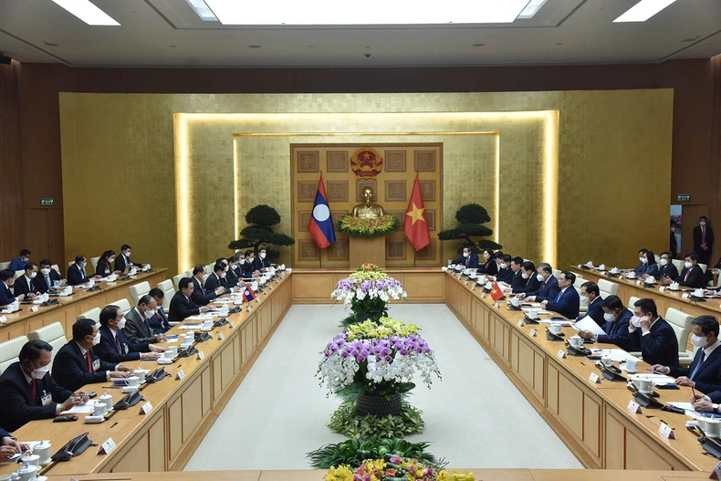 Lễ đón Thủ tướng Lào Phankham Viphavanh thăm chính thức Việt Nam -0