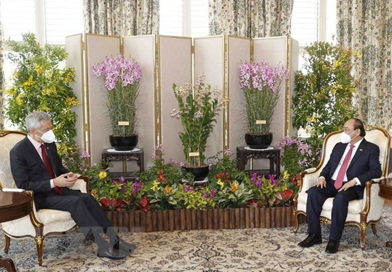 Lễ đón Chủ tịch nước Nguyễn Xuân Phúc thăm cấp Nhà nước tới Singapore -0