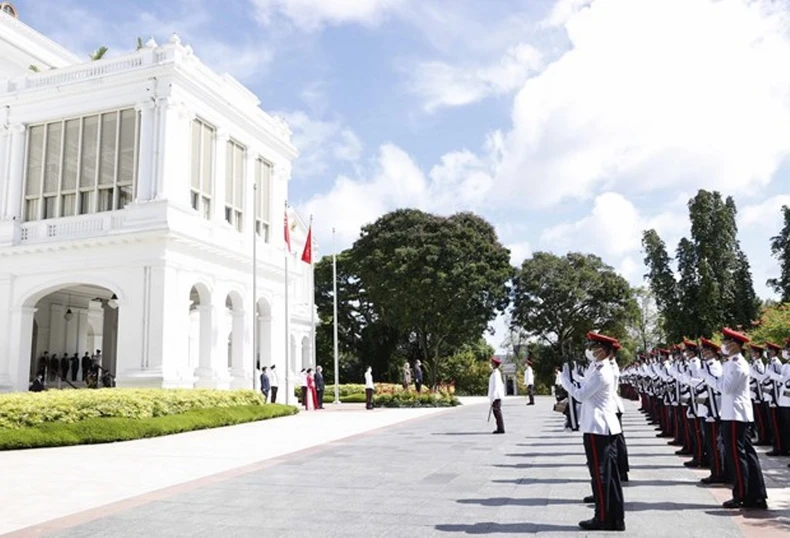 Lễ đón Chủ tịch nước Nguyễn Xuân Phúc thăm cấp Nhà nước tới Singapore -0