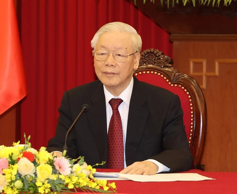 Hình ảnh Tổng Bí thư điện đàm với Thủ tướng Đức Olaf Scholz -0