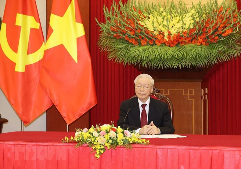 Hình ảnh Tổng Bí thư điện đàm với Thủ tướng Đức Olaf Scholz -0