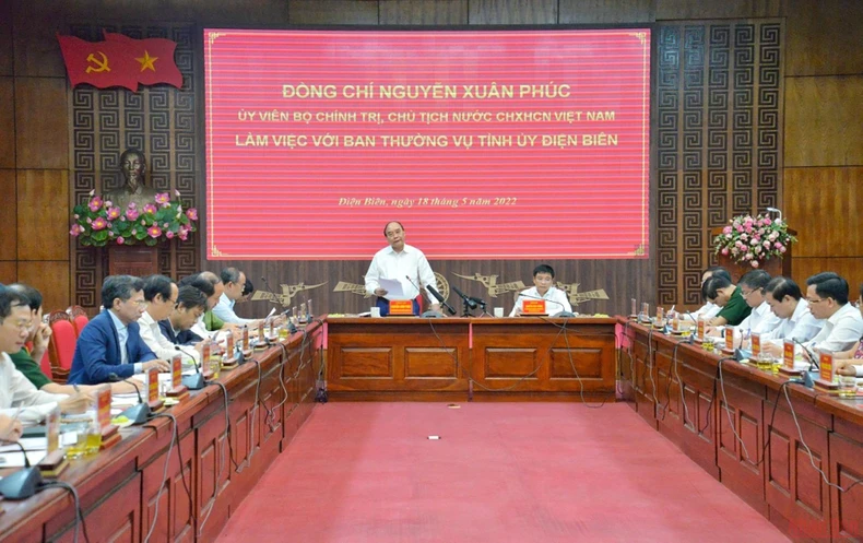 Chủ tịch nước Nguyễn Xuân Phúc làm việc với Ban Thường vụ Tỉnh uỷ Điện Biên -0