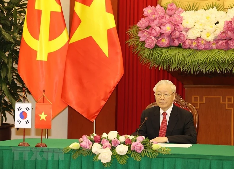 Tổng Bí thư Nguyễn Phú Trọng hội đàm với Tổng thống Hàn Quốc -1