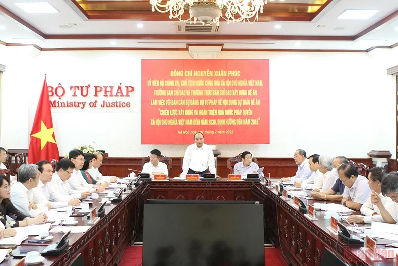 Chủ tịch nước chủ trì làm việc với Bộ Công an, Bộ Tư pháp về Đề án xây dựng Nhà nước pháp quyền -0