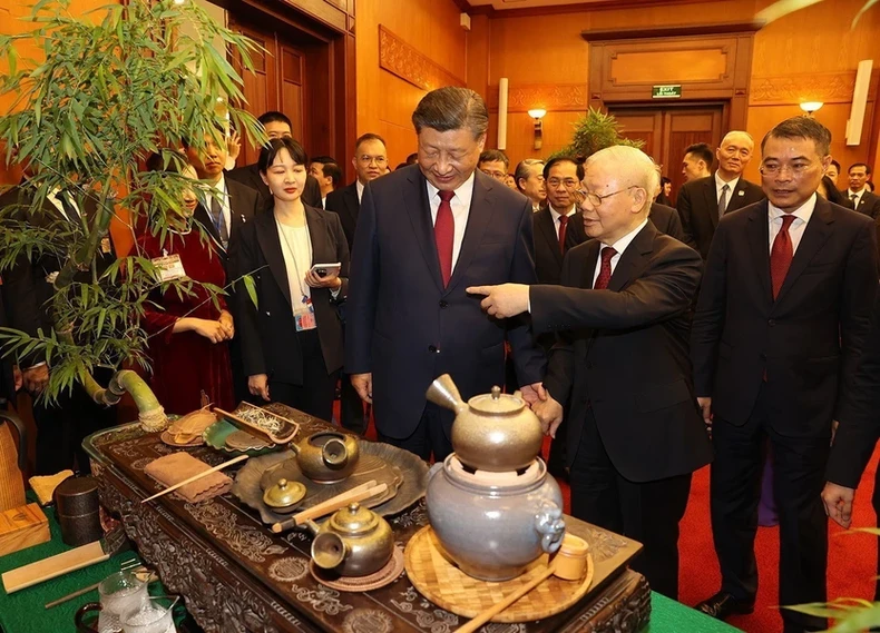[Ảnh] Tổng Bí thư Nguyễn Phú Trọng, Tổng Bí thư, Chủ tịch Trung Quốc dự tiệc trà ảnh 1