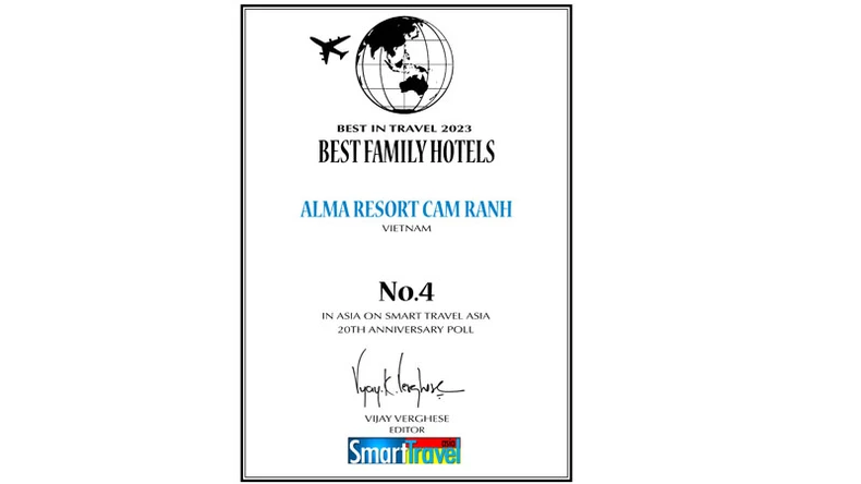 Tạp chí The Smart Travel Asia vinh danh ALMA Top 4 Resort dành cho gia đình năm 2023 ảnh 1