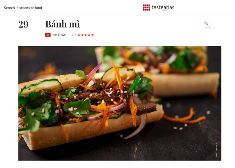 Bánh mì Việt Nam trong 50 món ăn đường phố nổi tiếng thế giới. (Ảnh chụp màn hình)