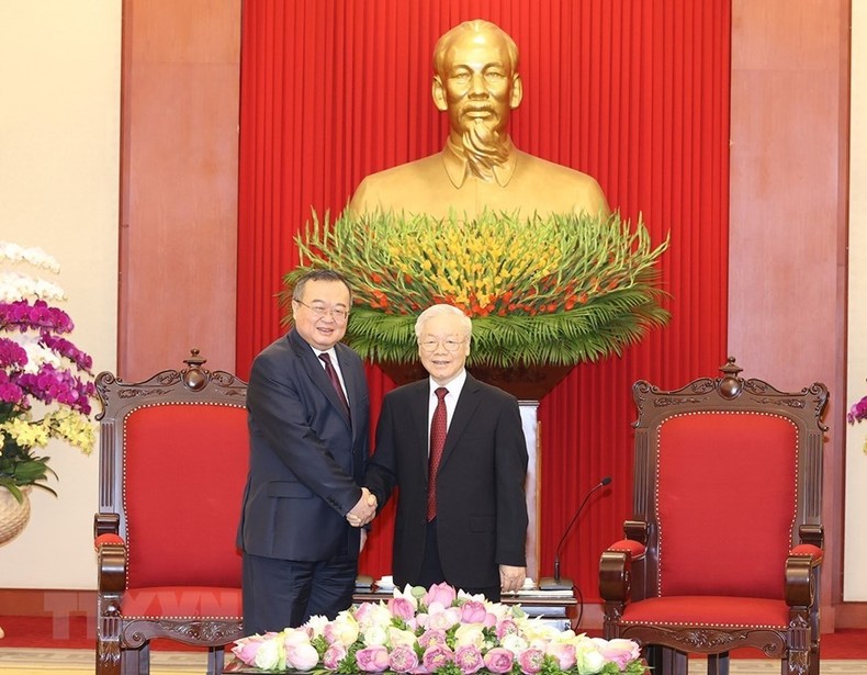 [Ảnh] Tổng Bí thư tiếp Trưởng Ban Liên lạc Đối ngoại Trung ương Đảng Cộng sản Trung Quốc ảnh 3