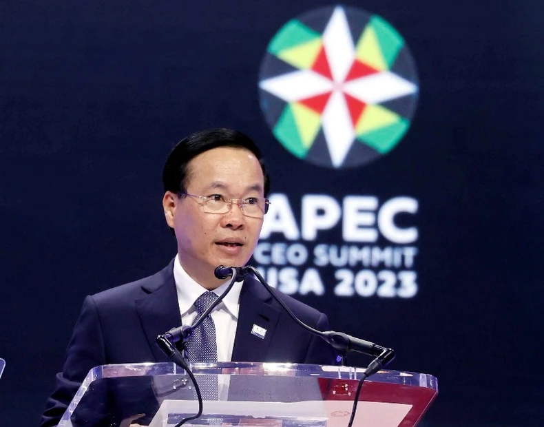 [Ảnh] Chủ tịch nước Võ Văn Thưởng phát biểu tại Hội nghị Thượng đỉnh Doanh nghiệp APEC ảnh 2