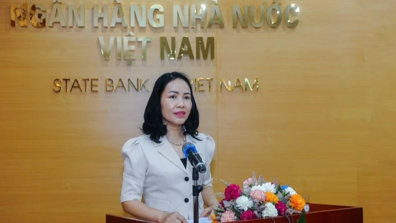 Bà Nguyễn Thị Thanh Bình, Phó Tổng Biên tập phụ trách Tạp chí Ngân hàng phát biểu khai mạc Hội thảo.