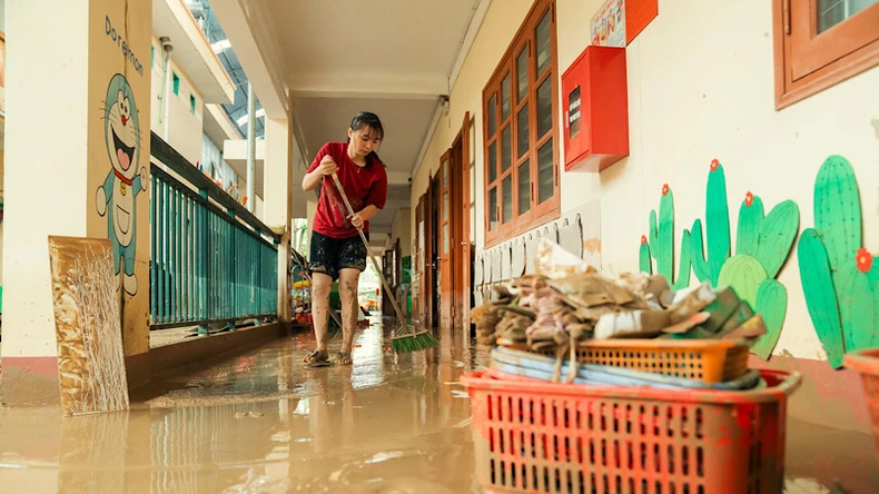 Nhiều trường học tại tỉnh Thái Nguyên (Việt Nam) bị ảnh hưởng bởi bão số 3 (Yagi). Ảnh: Nguồn UNICEF