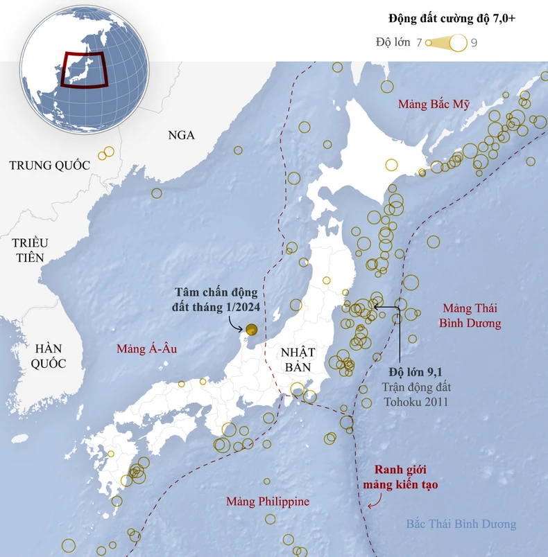 [Infographic] Động đất mạnh làm rung chuyển miền trung Nhật Bản ngày đầu năm mới ảnh 3