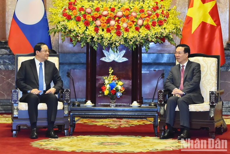 [Ảnh] Chủ tịch nước Võ Văn Thưởng tiếp Thủ tướng nước Cộng hòa Dân chủ Nhân dân Lào Sonexay Siphandone ảnh 2