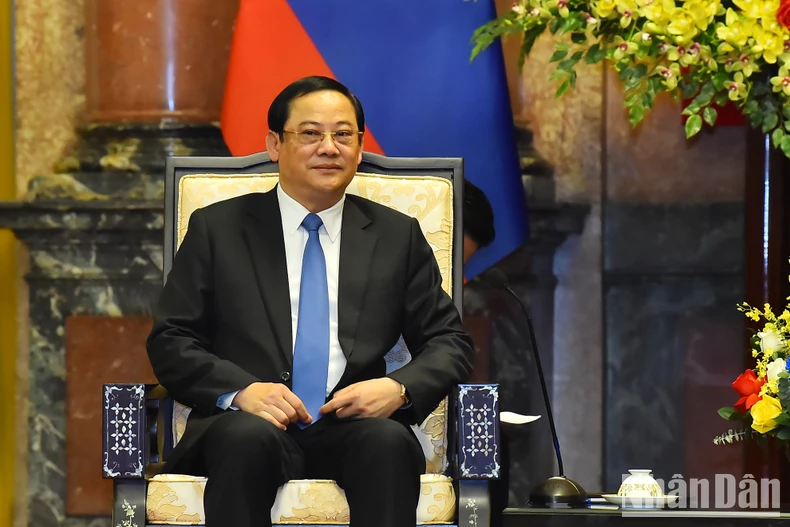 [Ảnh] Chủ tịch nước Võ Văn Thưởng tiếp Thủ tướng nước Cộng hòa Dân chủ Nhân dân Lào Sonexay Siphandone ảnh 4