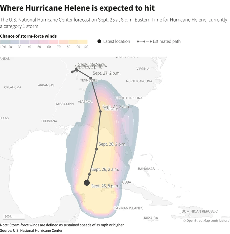 Siêu bão Helene mạnh nhất năm sắp đổ bộ bang Florida (Mỹ), nhiều sân bay đóng cửa ảnh 1