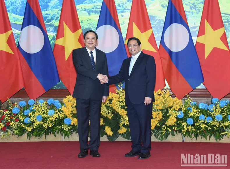 [Ảnh] Lễ đón Thủ tướng Chính phủ nước Cộng hòa Dân chủ Nhân dân Lào Sonexay Siphandone và Phu nhân ảnh 6