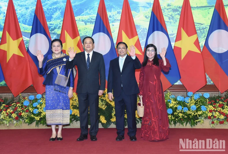[Ảnh] Lễ đón Thủ tướng Chính phủ nước Cộng hòa Dân chủ Nhân dân Lào Sonexay Siphandone và Phu nhân ảnh 7