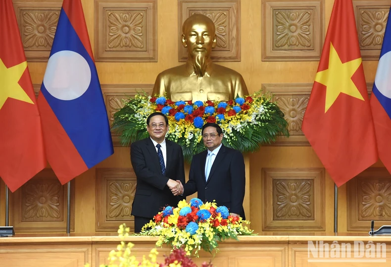 [Ảnh] Lễ đón Thủ tướng Chính phủ nước Cộng hòa Dân chủ Nhân dân Lào Sonexay Siphandone và Phu nhân ảnh 8