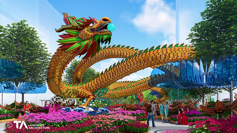 View - Linh vật Rồng dài hơn 100m tại Đường hoa Nguyễn Huệ Tết 2024
