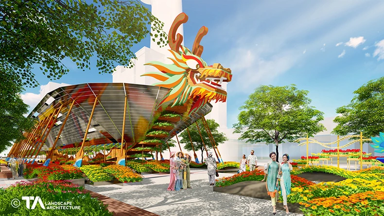 View - Linh vật Rồng dài hơn 100m tại Đường hoa Nguyễn Huệ Tết 2024